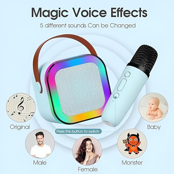K12 Wireless Audio Microphone Bluetooth Speaker Portable Stereo Speaker Bluetooth Speaker Karaoke Speaker with Mic (random color) - Single Mic