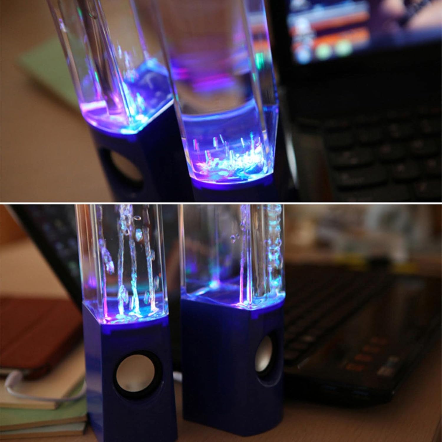 Water Dancing LED Speakers �Colorful Fountain Music Speaker with 3D Sound | USB Powered Portable Desktop Speaker (Random Color)