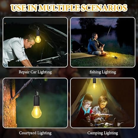 Rechargeable Portable LED Camping Lantern, Tent Lamp with Clip Hook, Essentials Tent Accessories Emergency Camping Lights for Backpacking Camping Hiking Fishing Hurricane Outage type -c charging-Rechargeable Led Light
