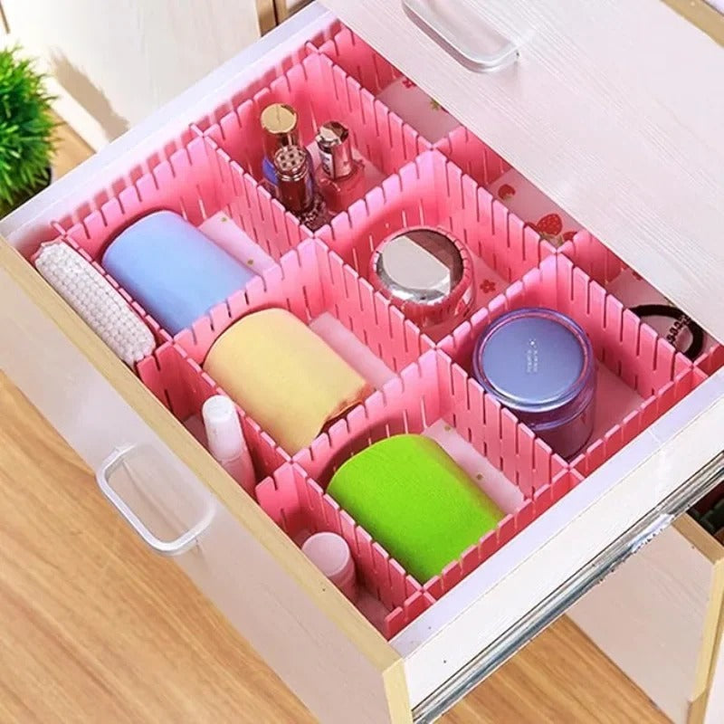 Pack of 4 Plastic Drawer Dividers �DIY Adjustable Partition Boards for Cabinets, Wardrobes & Household Storage.(Random Color)
