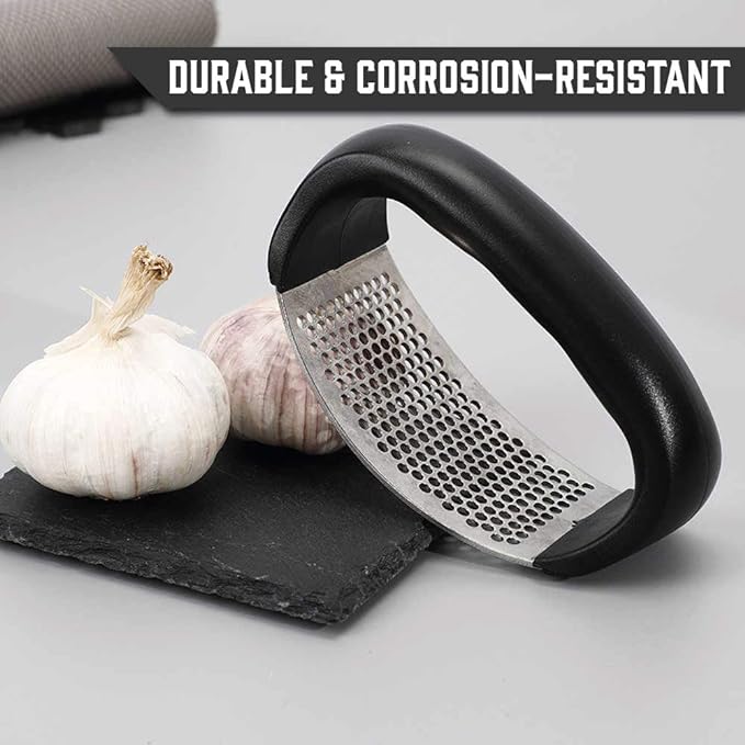 Garlic Press Rocker - Stainless Steel Garlic Press, Versatile Garlic Crusher, Easy to Use and Store Garlic Mincer �Effortless Cleanup and Dish Safe Garlic Grater(random color)