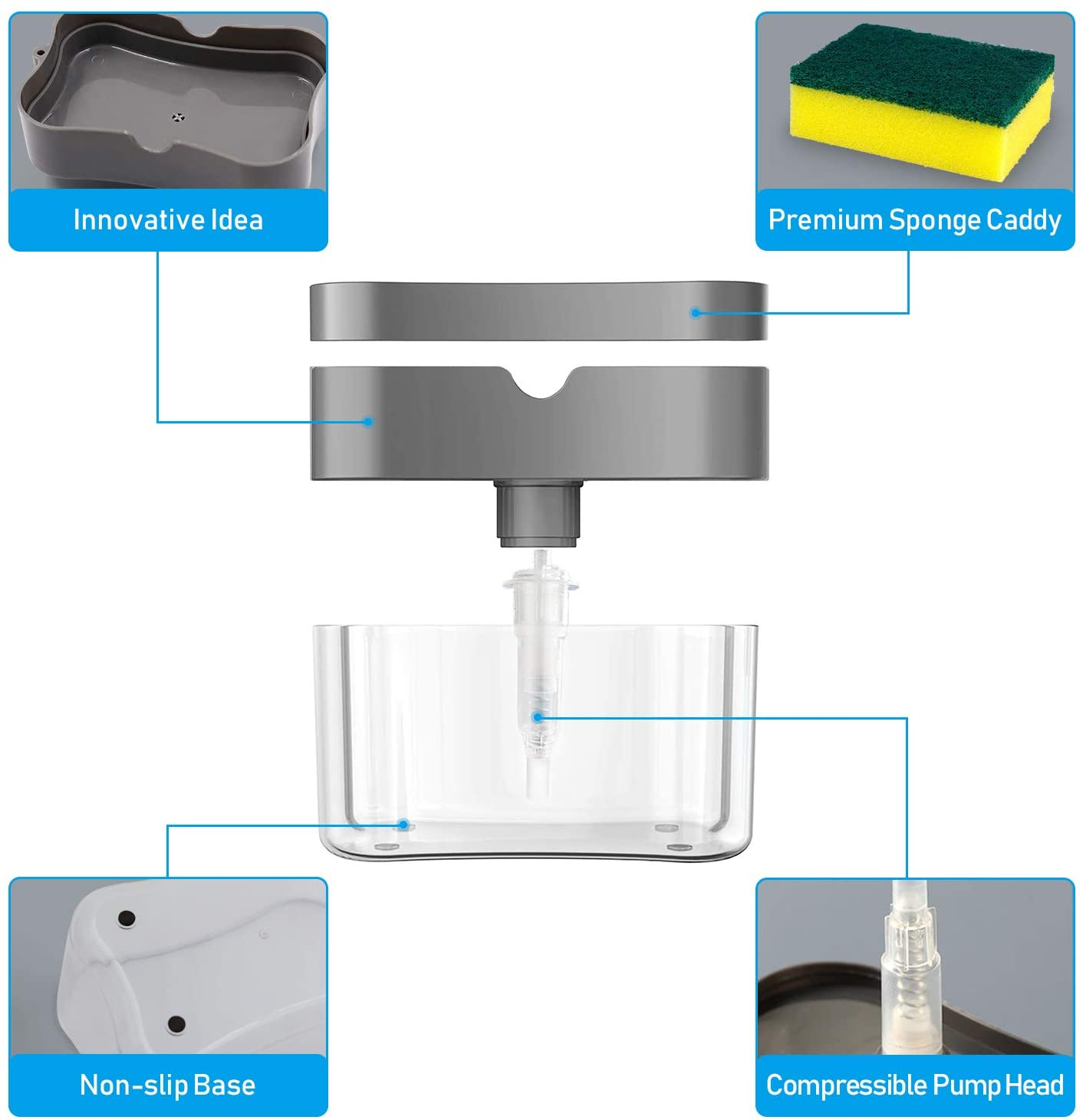 soap pump with Sponge and box (random color )