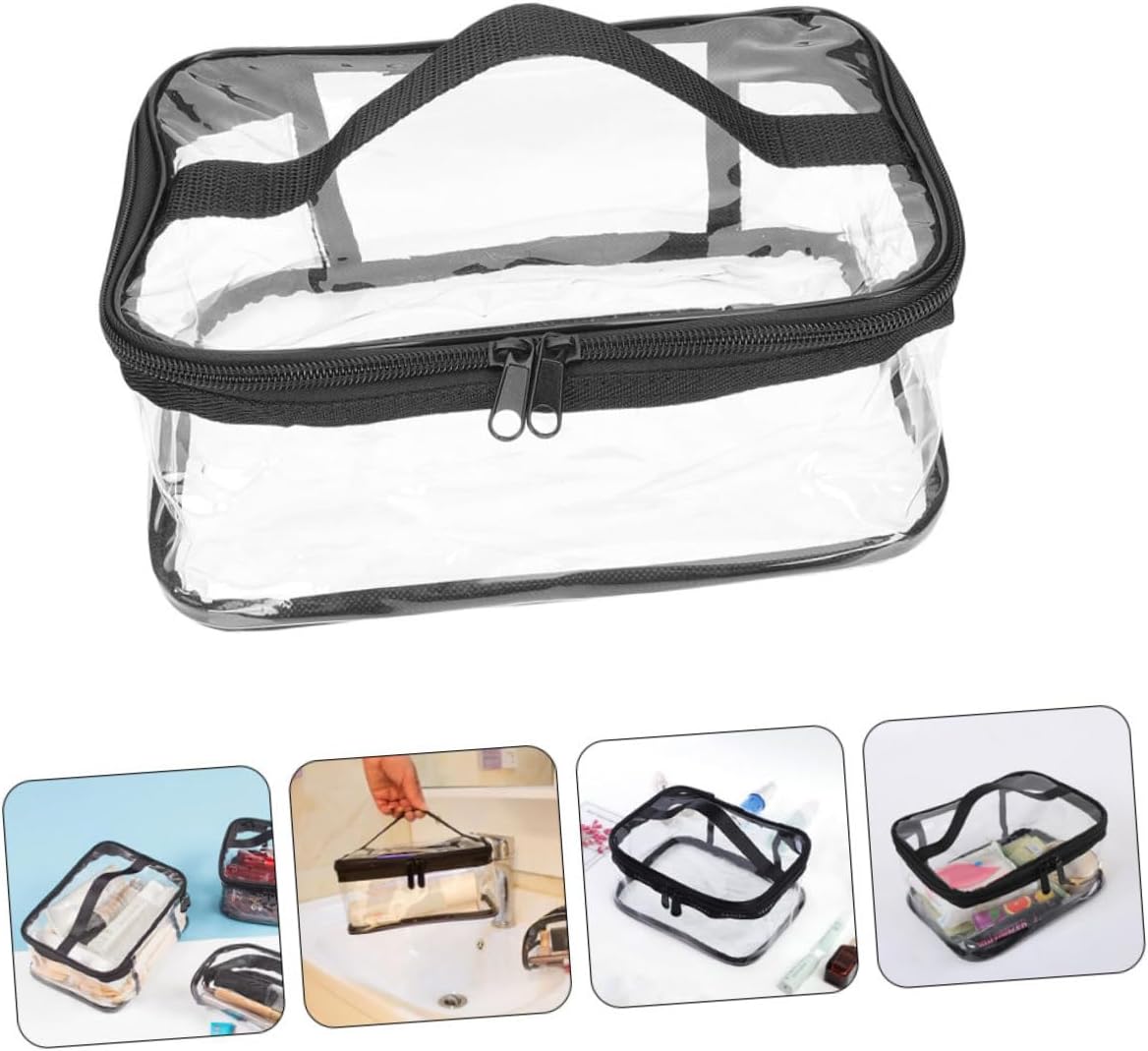 Clear Travel Makeup Bag �Waterproof, Portable, and Stylish Organizer for Cosmetics &amp; Toiletries - Transparent Clear Cosmetic Bag, Portable Toiletry Bag, Zipper Organizer, Transparent Travel Makeup Pouch - Random Color