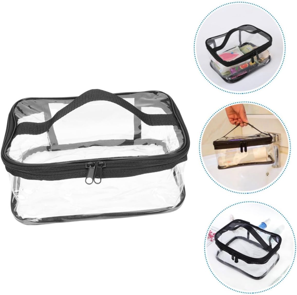 Clear Travel Makeup Bag �Waterproof, Portable, and Stylish Organizer for Cosmetics &amp; Toiletries - Transparent Clear Cosmetic Bag, Portable Toiletry Bag, Zipper Organizer, Transparent Travel Makeup Pouch - Random Color