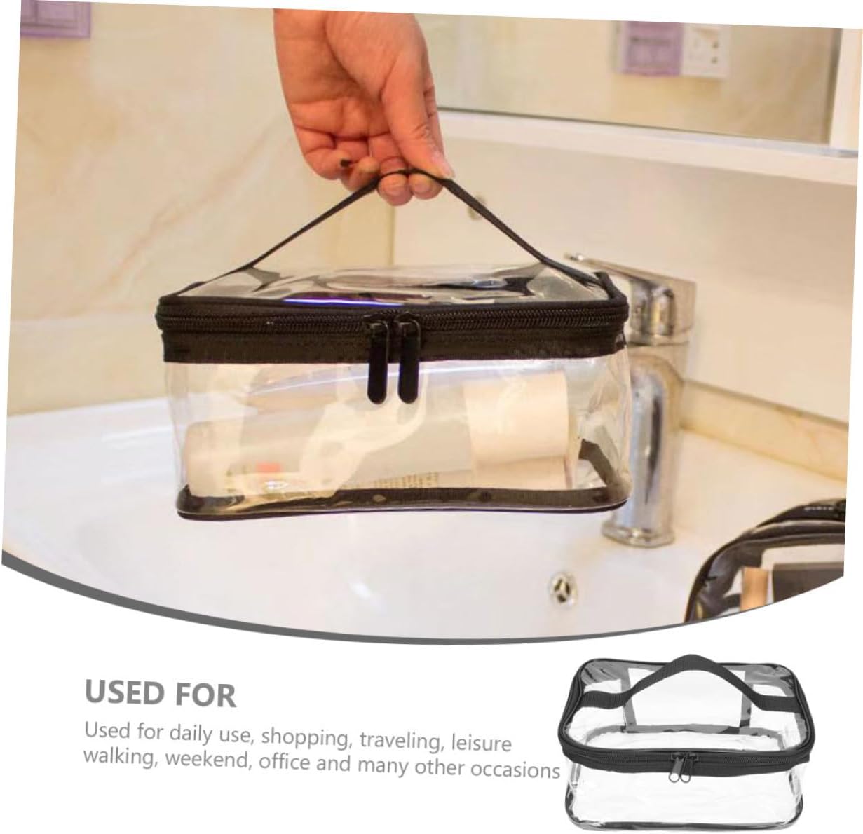Clear Travel Makeup Bag �Waterproof, Portable, and Stylish Organizer for Cosmetics &amp; Toiletries - Transparent Clear Cosmetic Bag, Portable Toiletry Bag, Zipper Organizer, Transparent Travel Makeup Pouch - Random Color
