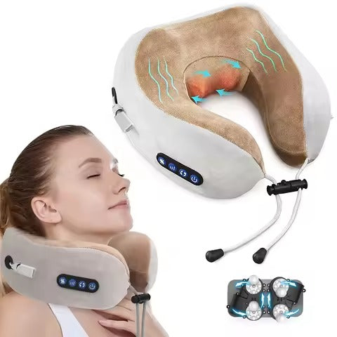 Rechargeable Neck Massager U-Shaped Pillow �Multifunctional Portable Shoulder & Cervical Relaxing Massage for Home, Car, Outdoor