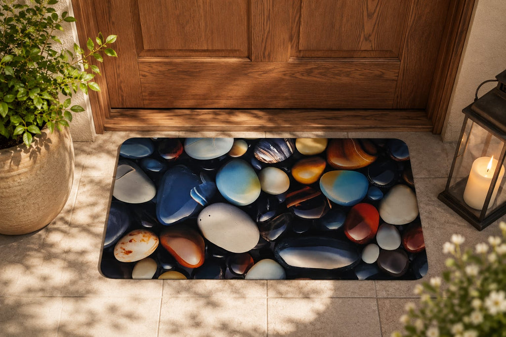 Super Absorbent Non-Slip Bathroom Floor Mat - Quick-Dry Soft Colorful Pebble Design 23 ? 15 inch