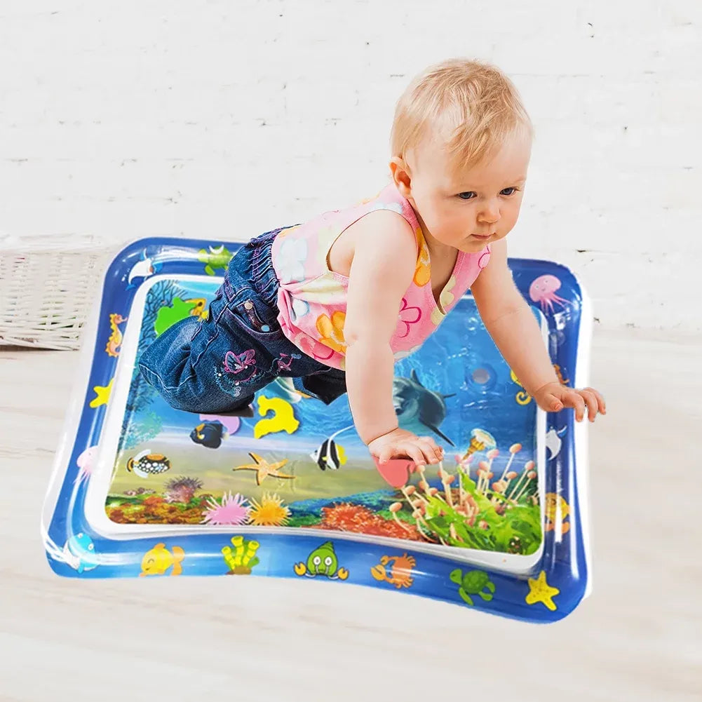 Inflatable Water Play Mat �Premium Baby Toy for Infants & Toddlers (3�4 Months), Muscle Strengthening & Sensory Development, 27.4x21.5x2.2 inch (Random Color)