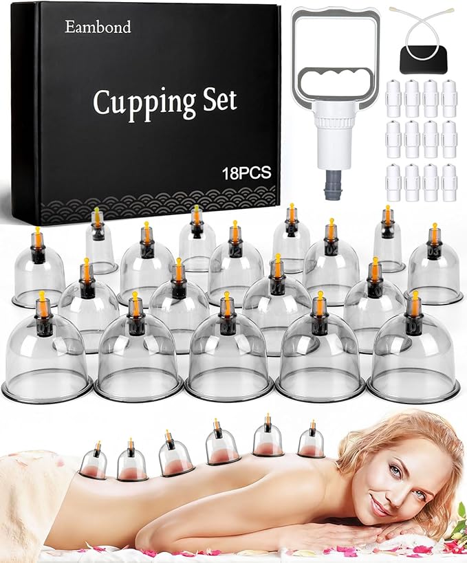 10-Piece Hijama Cupping Therapy Set �Vacuum Suction Massage Cups with Pull-Out Pump | Pain Relief, Blood Circulation, Relaxation & Muscle Recovery Kit