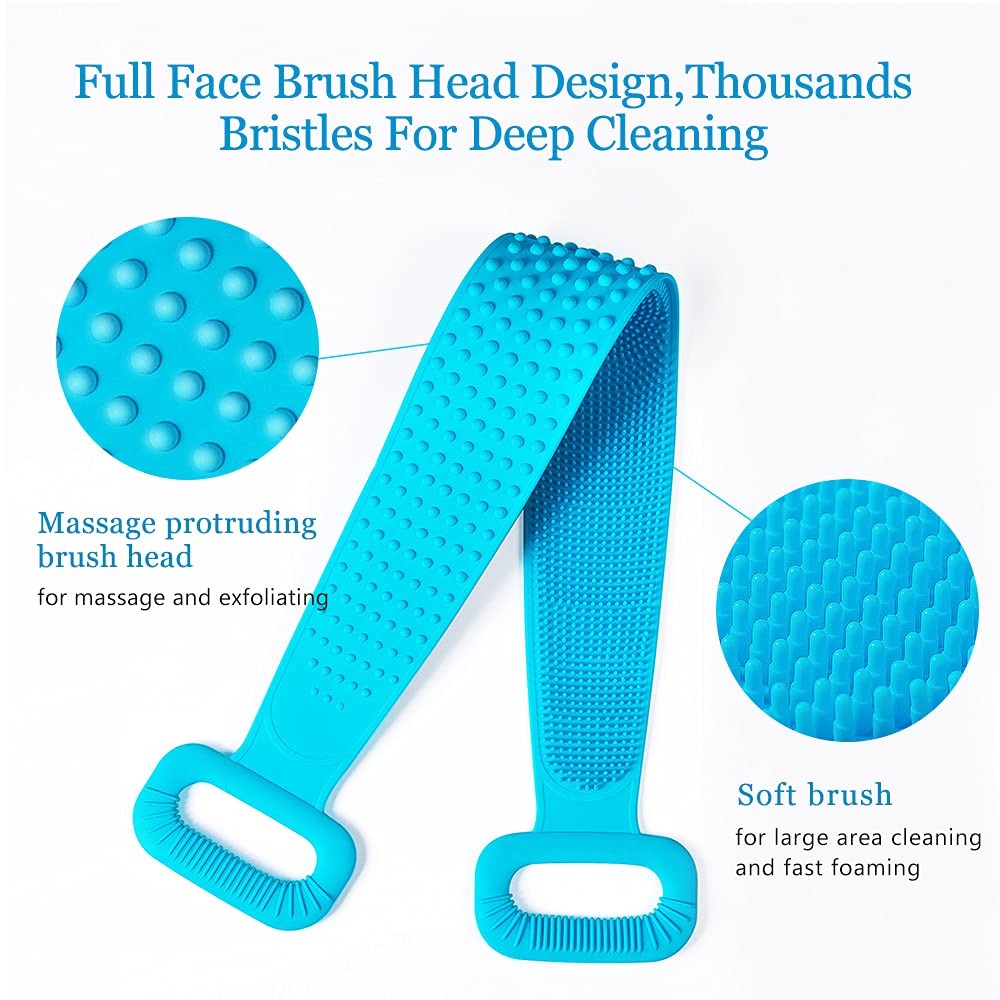 Combo Deal Of Silicone Back Scrubber And Silicone Bath Brush - Soft Body Exfoliating Shower Tools For Effective Cleaning And Skin Massage