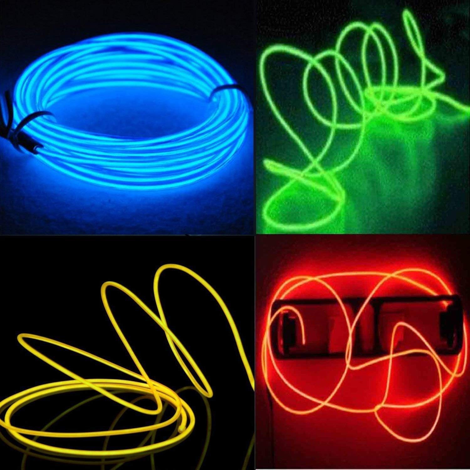 Glowing Wire led strip Atmosphere light for DIY Flexible AUTO interior Lamp Party Decoration Lights Neon Strips(Cell Operated) (Random Color)