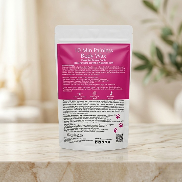 Meeoow Club 10 Min Painless Body Wax Powder �Mogra Scented Herbal Hair Removal Powder (100g)