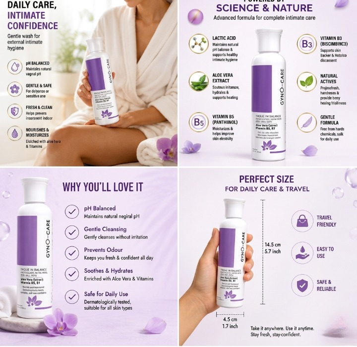 GYNO CARE Daily Intimate Hygiene Moisturizer PH Balanced Care For Women With Aloe Vera And Vitamins