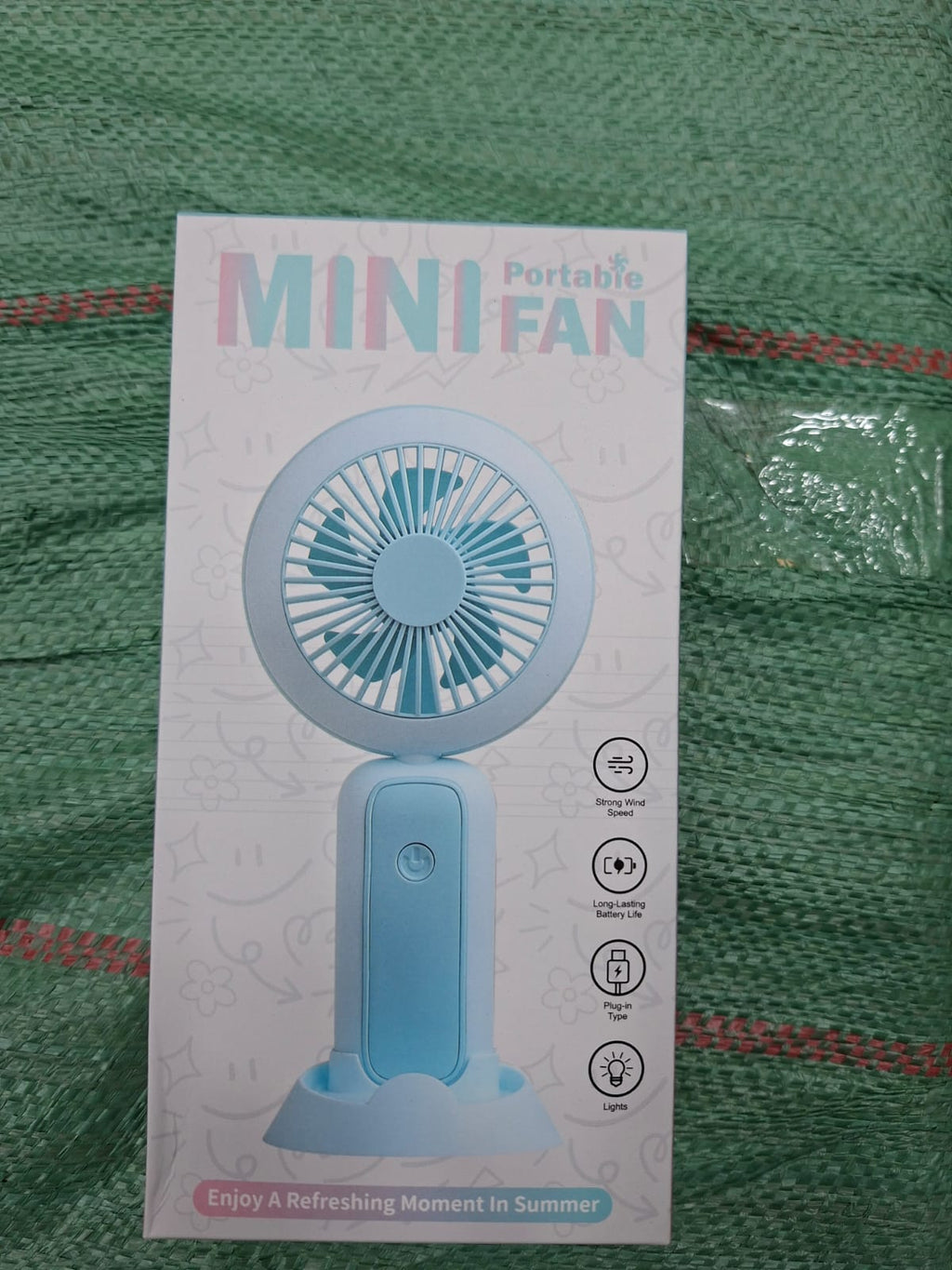 Mini Portable Hand Fan With Led Light Rechargeable Compact Design For Indoor Outdoor Cooling And Lighting