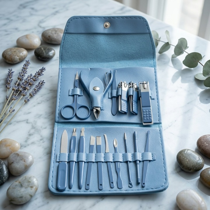16-Piece Premium Personal Manicure & Pedicure Grooming Kit �Professional Stainless Steel Nail Clippers & Care Set with Travel Case