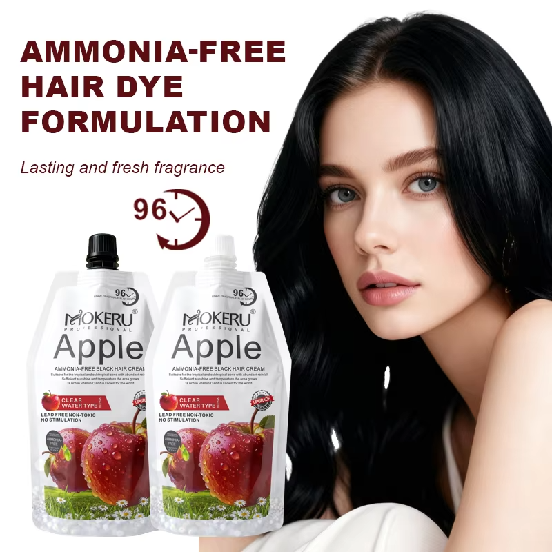 MOKERU Professional Apple Hair Dye | Natural Black Hair Color 500ml + 500ml