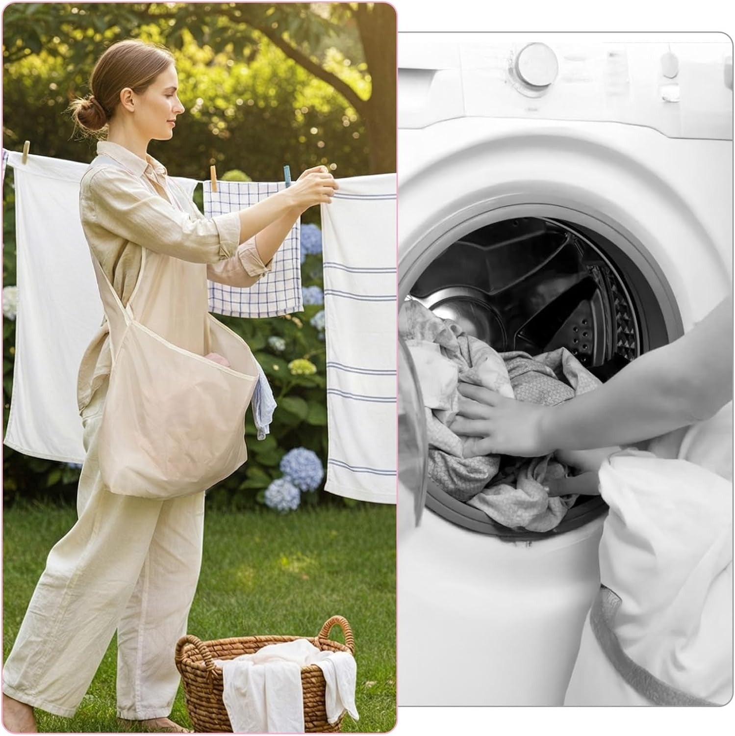 Laundry Bag Apron With Pocket Durable Fabric Storage Organizer Apron Size 21x22 Cm Pocket Size 22x14 Cm | Random Color