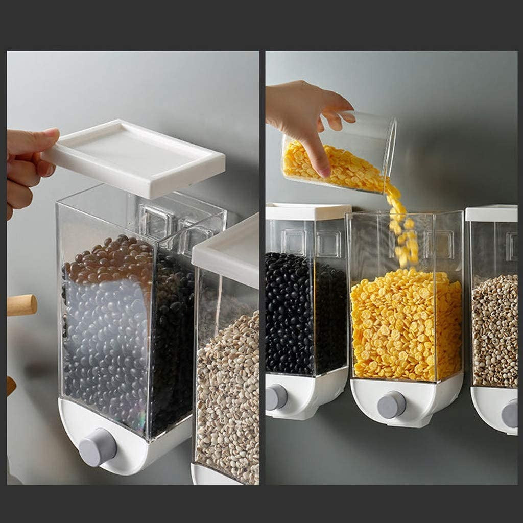 1Pc 1500ml Wall-Mounted Grain Storage Box �Cereal, Rice, Oatmeal & Dry Fruit Dispenser | Kitchen Food Organizer Container