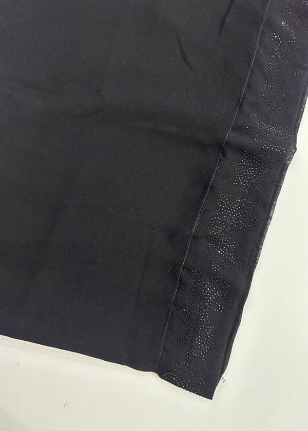 Premium Black Chiffon Dupatta with One Side Stone Work �Elegant Formal Wear for Women �Soft & Lightweight Fabric