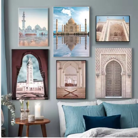 Decoration home decoration item 6 pcs iSLAMIC fRAME board wall decor photo on wall PHOTO TILE canvas art decor for home easy set up with both side tape