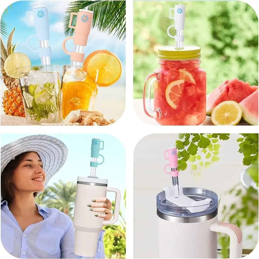 Buy 1 Get 1 Free �Cartoon Silicone Straw Plug Set | Splash-Proof, Airtight, Reusable Straw Covers for Stanley Cups, Tumblers & Bar Accessories