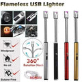 USB Rechargeable Electric Arc BBQ Lighter Windproof Flameless Plasma Lighter with 360? Flexible Neck and LED Battery Indicator for Kitchen Candles BBQ