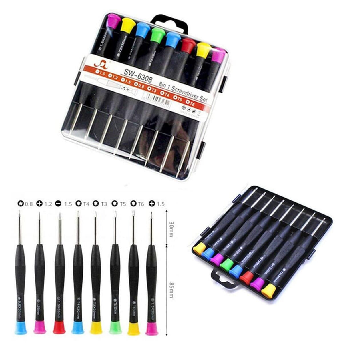 Screwdriver Set 8 in 1 SW-6308A | Mobile Repairing Kit | Torx, Star, Cross & Slotted Screwdrivers