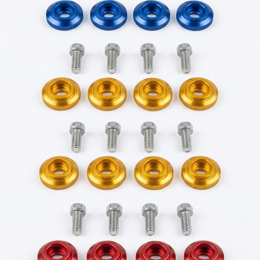 Motorcycle Fancy Chain Cover Bolts with Washer 4 Pcs Set �Red