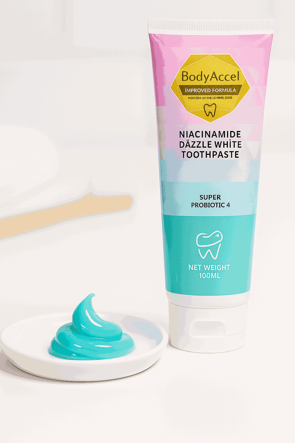 Body Accel Niacinamide Whitening Toothpaste 100ml �Advanced Stain Removal With Probiotics For Bright Smile & Fresh Breath