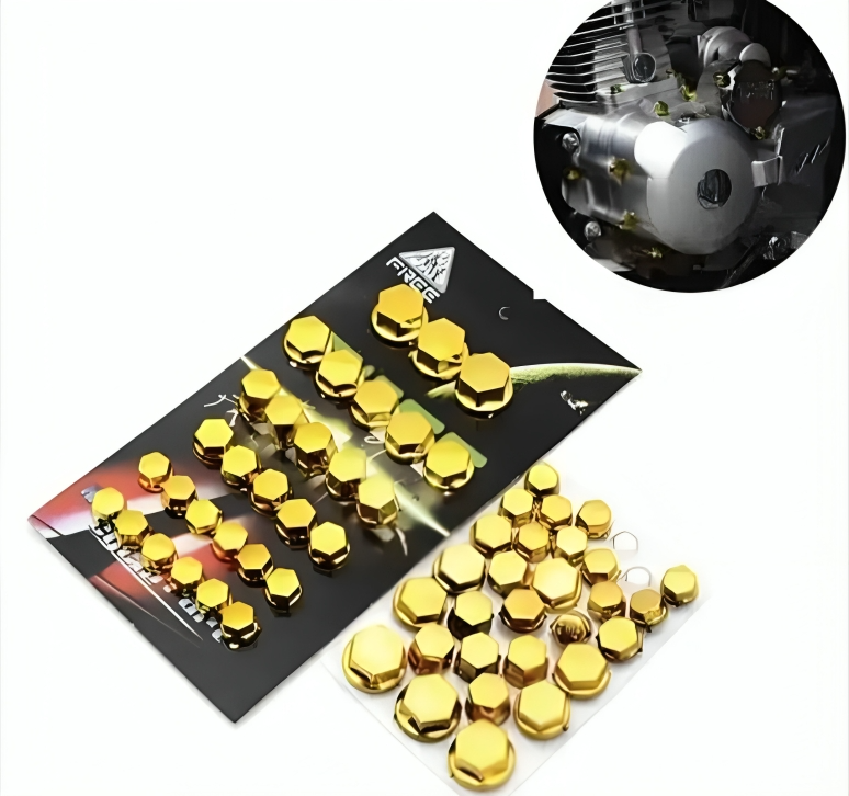 Bike Motorcycle Fancy Nut Bolt Cover �Universal Fit (Plastic, Random-Color)