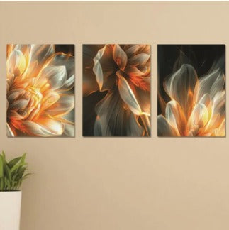 Set Of 3 Sticky Wooden Canvas Frames For Wall Decore Aesthatic Art / Sticky Phototiles For Room Wall Decoration