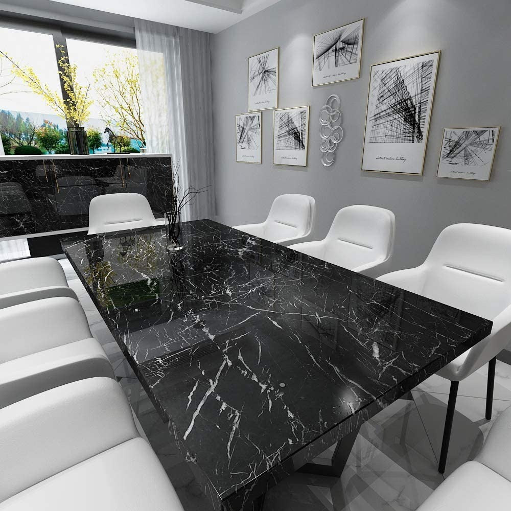 Self Adhesive Black Marble Sheet For Kitchen �Waterproof, Heat And Oil Resistant Wallpap er For Countertops, Cabinets, And Furniture(60x200)