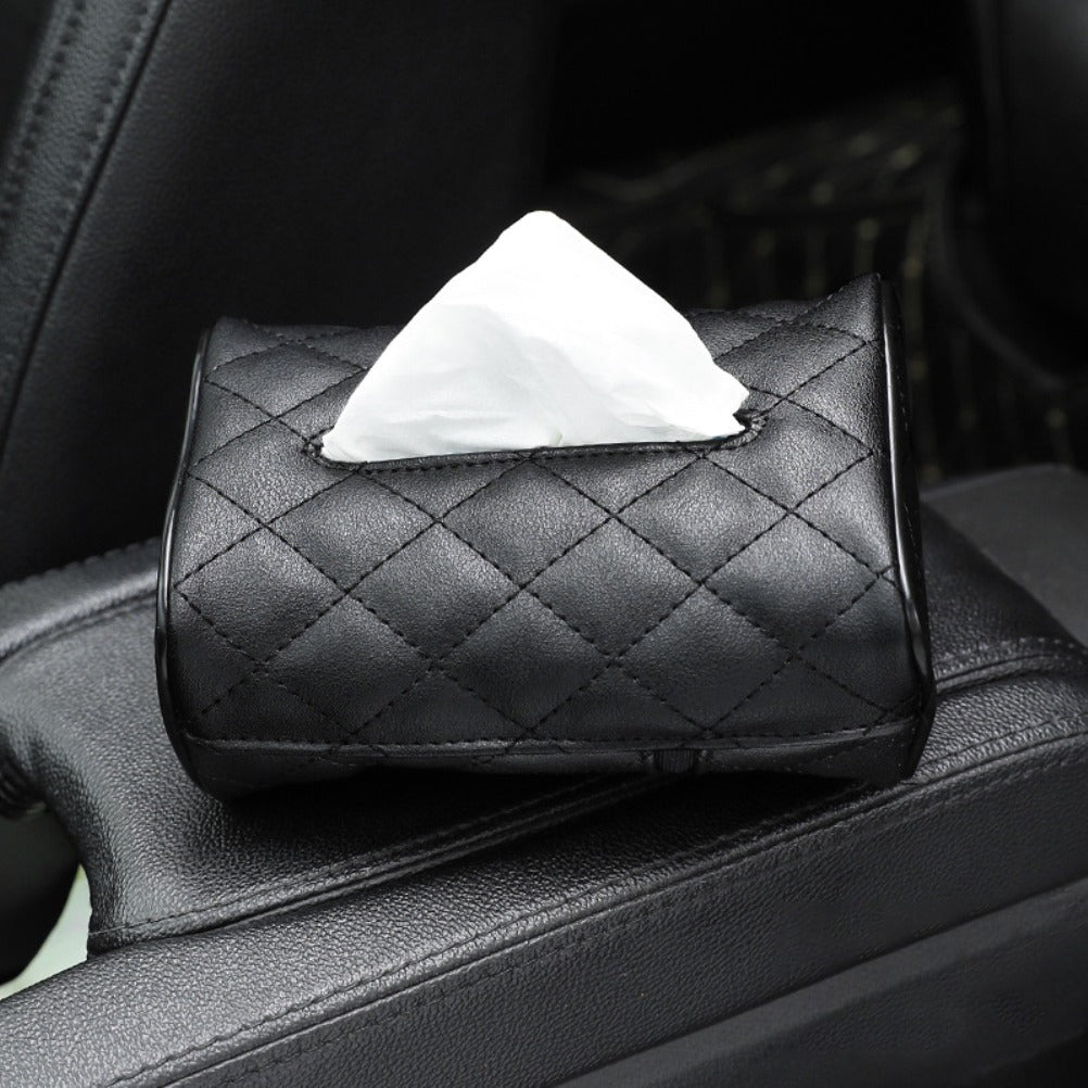 Luxury Leather Car Napkin Holder �Sleek Design, Easy Access & Secure Fit for Tissues