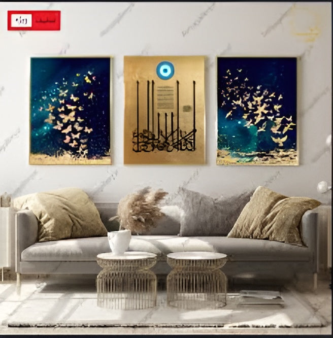set of 3 Motivational sticky wooden frames for home office wall decore / sticky phototiles