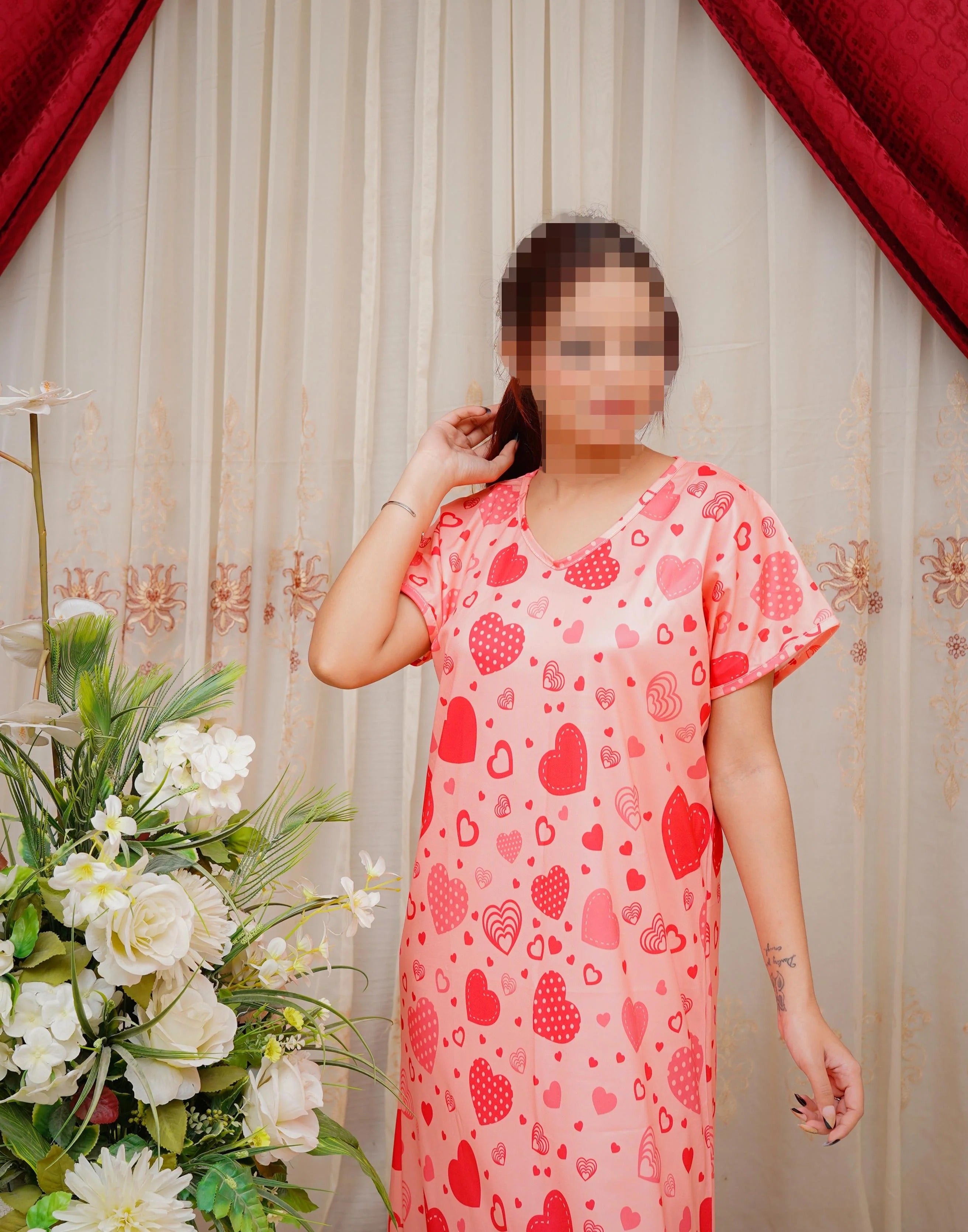 Velvet Dawn 3 Piece Nightwear Set for Women �Free Size Soft Jersey Interlock Nighty with Panty & Poni