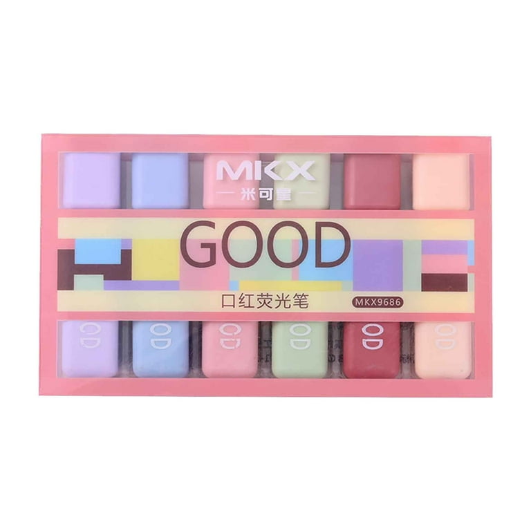 Highlighter Marker Pen Set �6 Soft Fluorescent Colors, Quick-Dry, No Smudge, Water-Based Ink