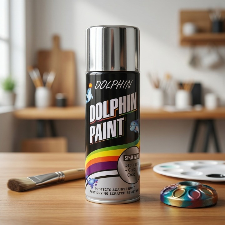 Dolphin Chrome Silver Spray Paint 300ml �High Shine Metallic Finish Spray