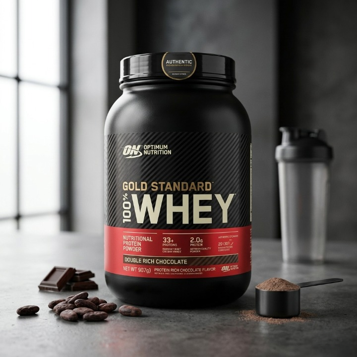Optimum Nutrition Gold Standard 100 Percent Whey Protein Powder Double Rich Chocolate Flavor 2 Pounds 907g