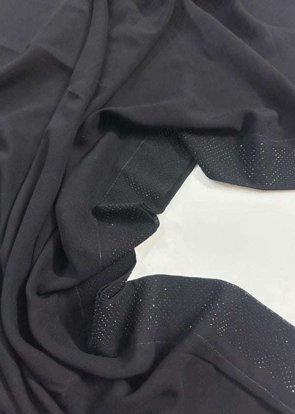 Premium Black Chiffon Dupatta with One Side Stone Work �Elegant Formal Wear for Women �Soft & Lightweight Fabric
