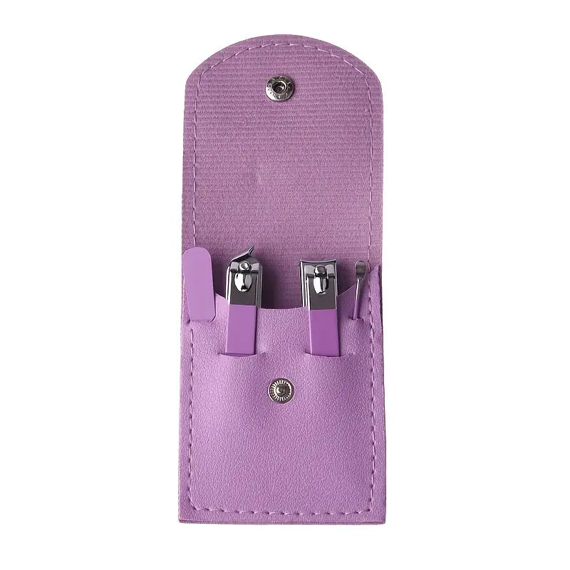 4 in 1 Professional Manicure Set 4-Piece Stainless Steel Nail Care Kit �Nail Clippers, Cuticle Nippers, Nail File &amp; Spoon Pusher �Unscented, No Batteries Needed, Non-Electric Tools for Nail Techs &amp; Home Use - Random Color