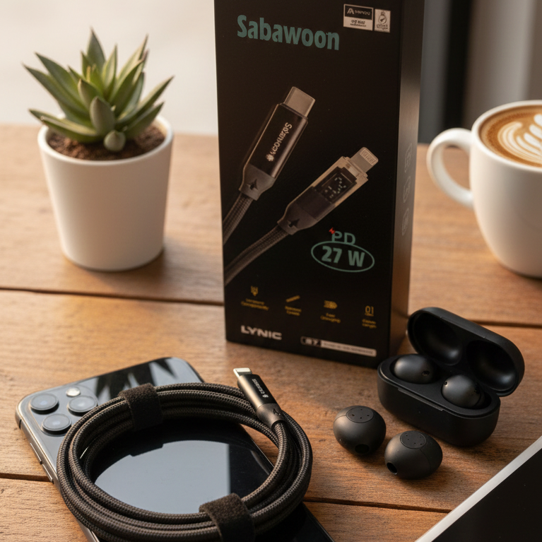 Sabawoon  Type-C to iPhone Cable | PD 27W Fast Charging �High-Speed, Safe & Durable