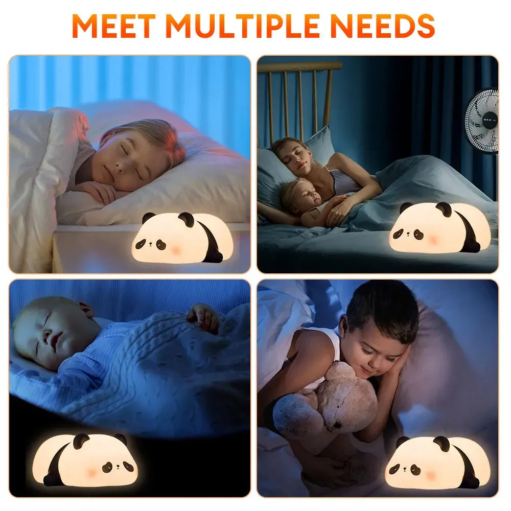 Cute Panda Night Light | Silicone Soft Lamp | Portable & Child-Safe Bedside Light