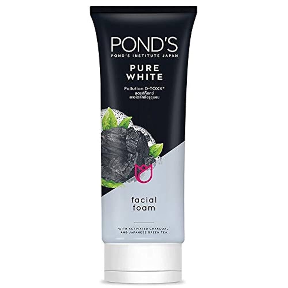 Pond? Pure White Face Wash with Activated Charcoal �Deep Cleansing & Brightening Daily Face Cleanser (100g)