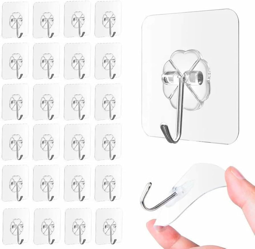 Transparent Self-Adhesive Wall Hooks Sticker �Strong Hold, No Drill, Damage-Free Hanging - Pack of 10