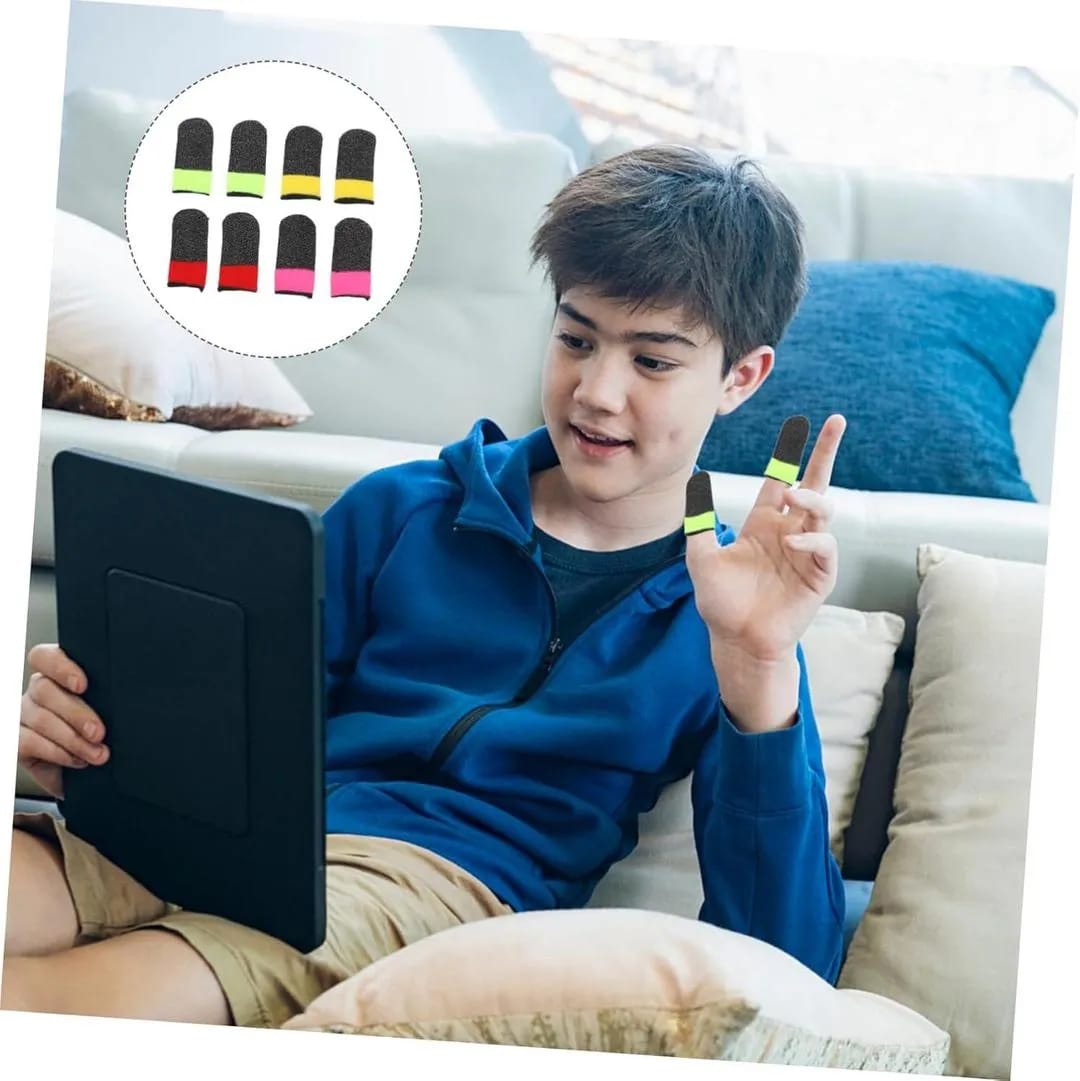 Double Color Gaming Thumb Sleeves Pair �Anti-Sweat Touch Control Finger Gloves for Mobile Gamers