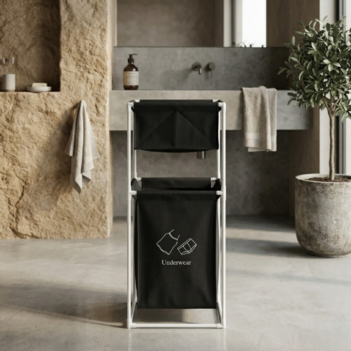 Fabric Laundry Hamper With Dual Compartments – photo 3