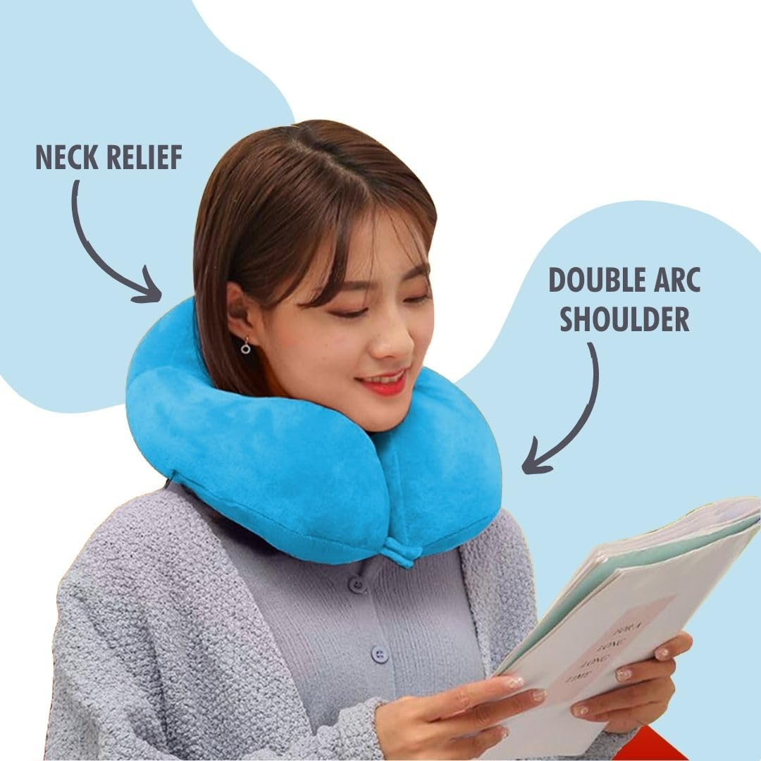 Imported U Shaped Pillows for Sleeping - Portable Travel Neck Pillows for Adults - Neck Pillow for Flight, Car &amp; Home - Random Color ( Multi Design)