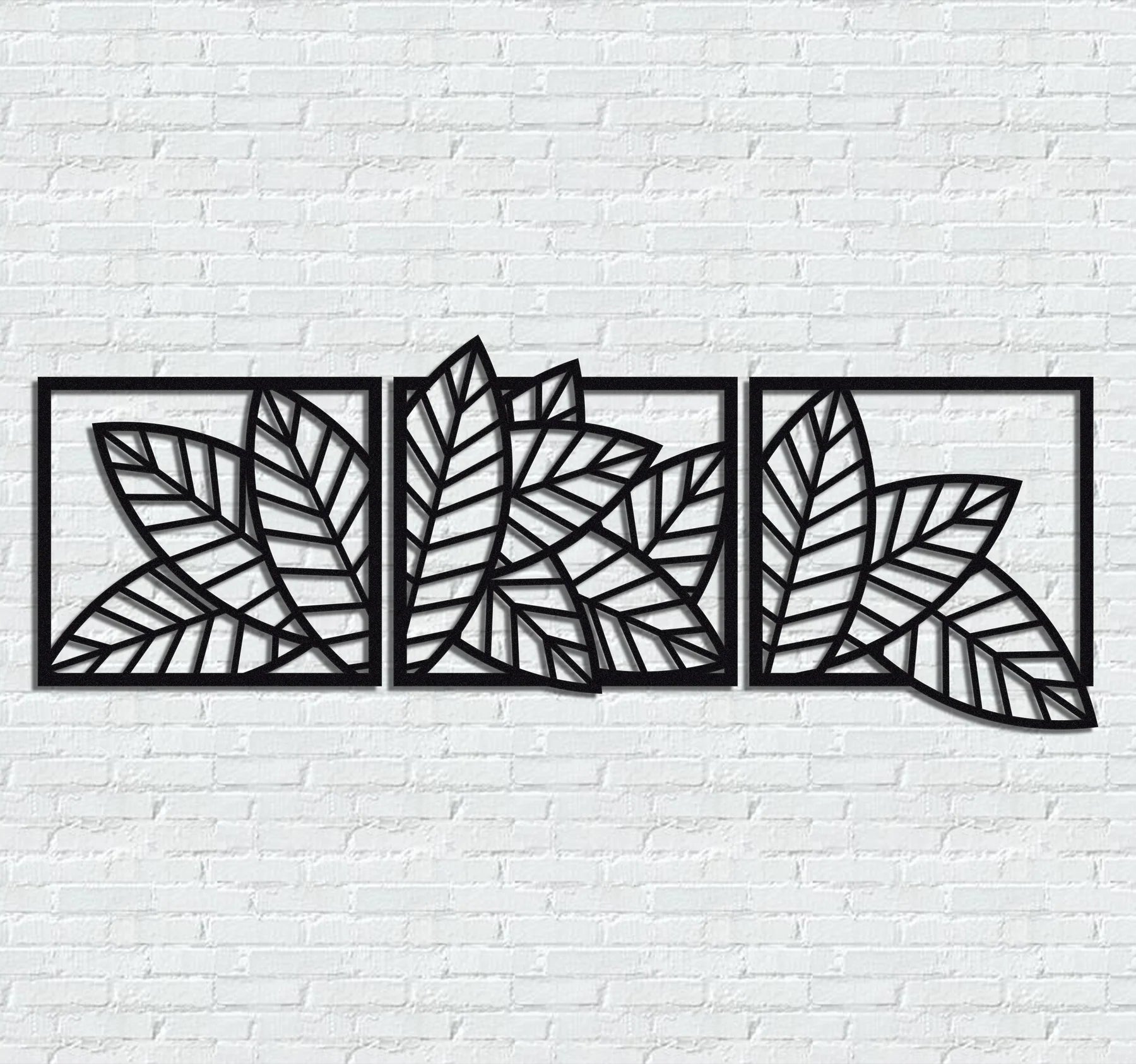 3D wooden 3 Piece Long Leaf Panels | Wall Hanging wooden Art | Wall art I Wall art for room decoration
