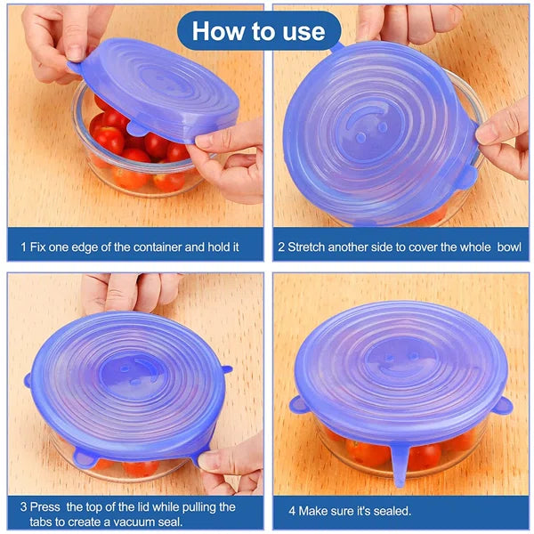 6Pcs Kitchen Reusable Silicone Seal Lid, Universal – photo 1