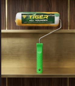 Tiger All-Rounder 9-Inch Professional Paint Roller �Multi-Purpose Wall Painting Tool with Ergonomic Green Handle �High-Absorbency 9" Roller for Smooth & Textured Walls